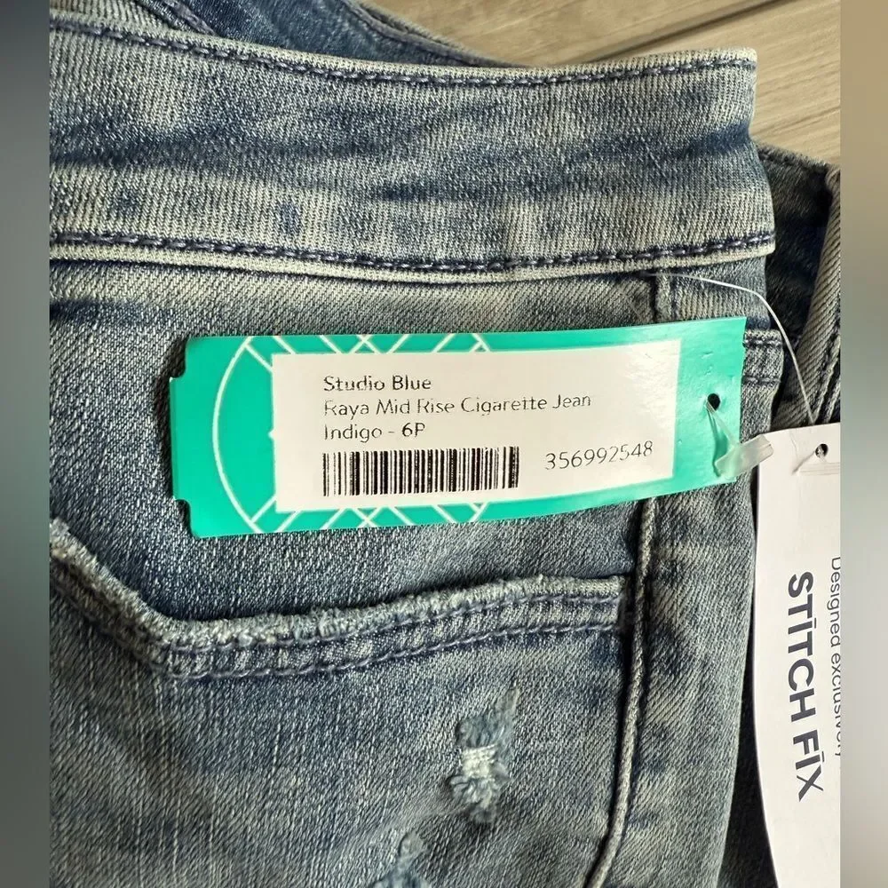 STUDIO BLUE Raya Mid Rise Cigarette Jean Blue 31P NWT STITCH FIX